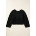 Black Hollow - out Cable Knit Cropped Sweater - LECCE