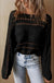 Black Hollow - out Cable Knit Cropped Sweater - LECCE