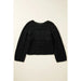 Black Hollow - out Cable Knit Cropped Sweater - LECCE