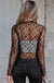 Black Sheer Floral Lace Long Sleeve Top - LECCE