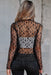 Black Sheer Floral Lace Long Sleeve Top - LECCE
