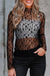 Black Sheer Floral Lace Long Sleeve Top - LECCE