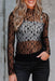 Black Sheer Floral Lace Long Sleeve Top - LECCE