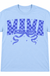 Blue Checkered Mama Bow Graphic T-Shirt on white background