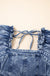Blue Denim Frilly Square Neck Bustier Puff Sleeve Mini Dress - LECCE
