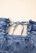 Blue Denim Frilly Square Neck Bustier Puff Sleeve Mini Dress - LECCE