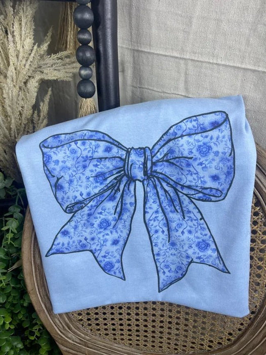 Blue Floral Bow - LECCE