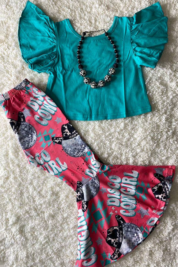 Blue top & DISCO COWGIRL bell bottom pants set - LECCE