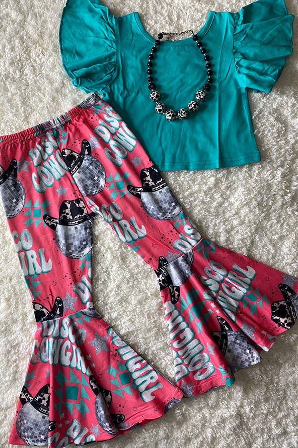 Blue top & DISCO COWGIRL bell bottom pants set - LECCE