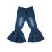 Blue Washed Double Layer Girls Bell Bottom Jeans - LECCE