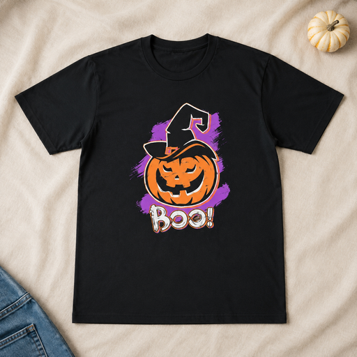 Boo Halloween T-shirt flat lay