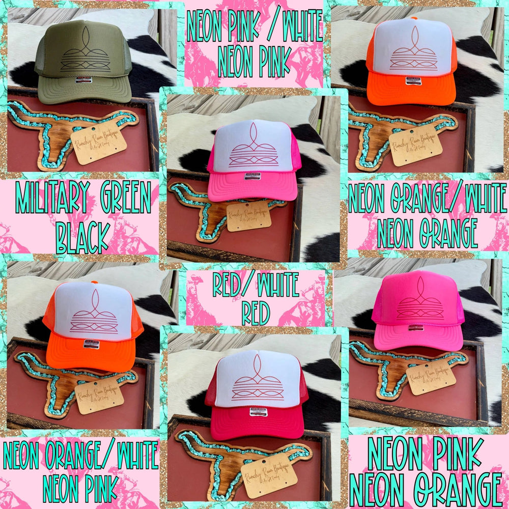 Boot Stitch Faux Western Foam Front Trucker Hat - LECCE
