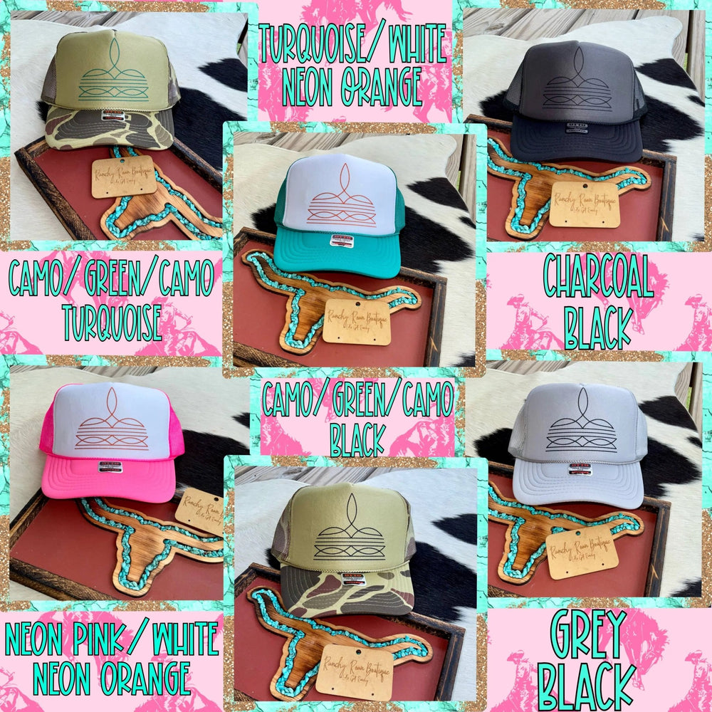 Boot Stitch Faux Western Foam Front Trucker Hat - LECCE