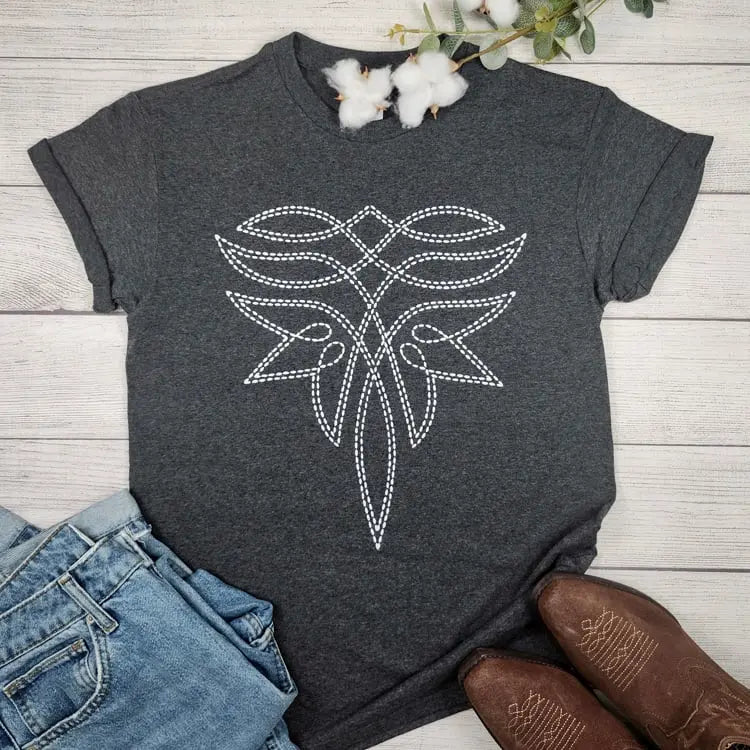 Boot Stitch Graphic Tee - Western Style Cotton T-Shirt