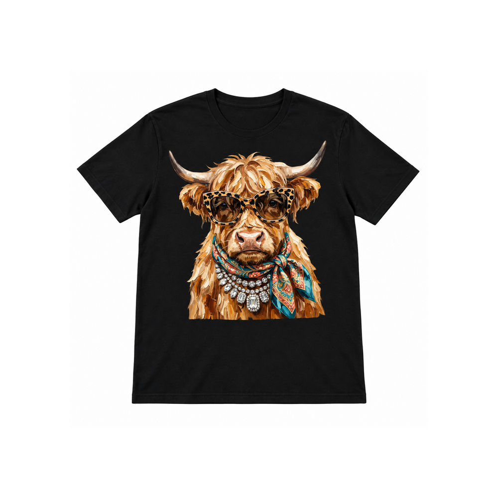 Boujee Highland graphic tee centered smaller with generous white space