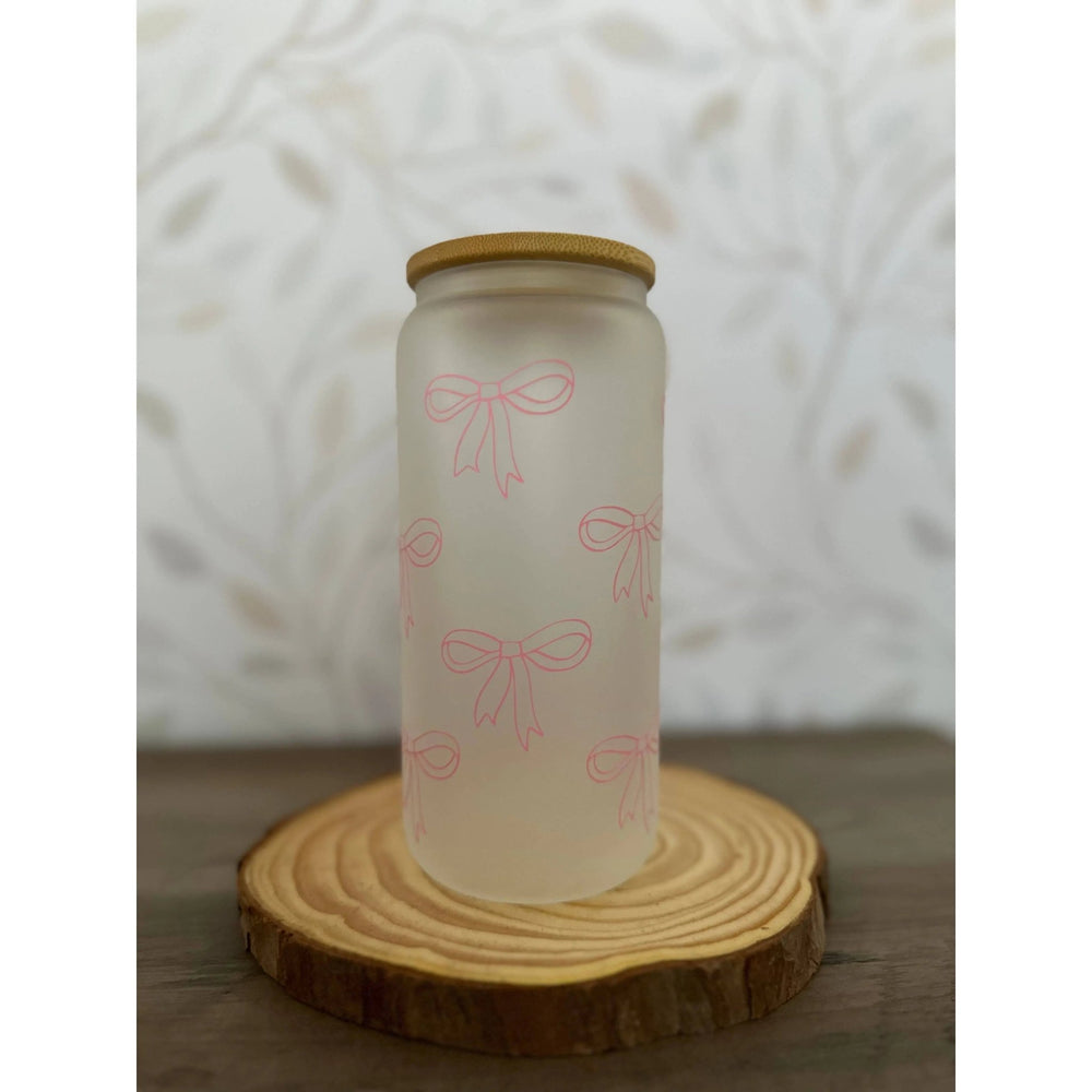 Bows | Coquette | 20 oz Glass Libbey with Bamboo Lid & Straw - LECCE