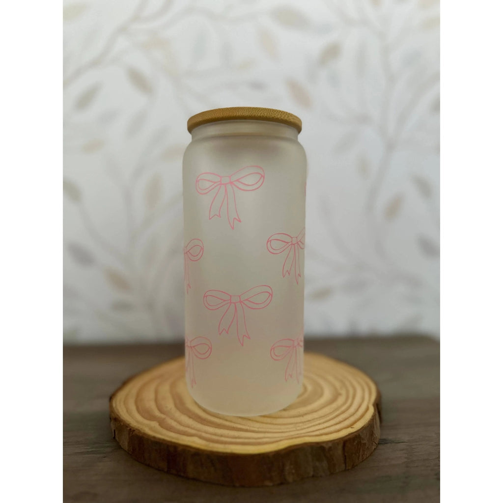 Bows | Coquette | 20 oz Glass Libbey with Bamboo Lid & Straw