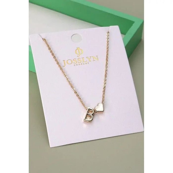 Brass Monogram Initial Heart Cahrm Necklace - LECCE