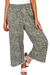 Brown Leopard Print Raw Hem Elastic Waist Loose Pull On Jeans on white background