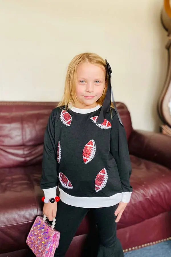 Brown sequin football top black girls sets - LECCE