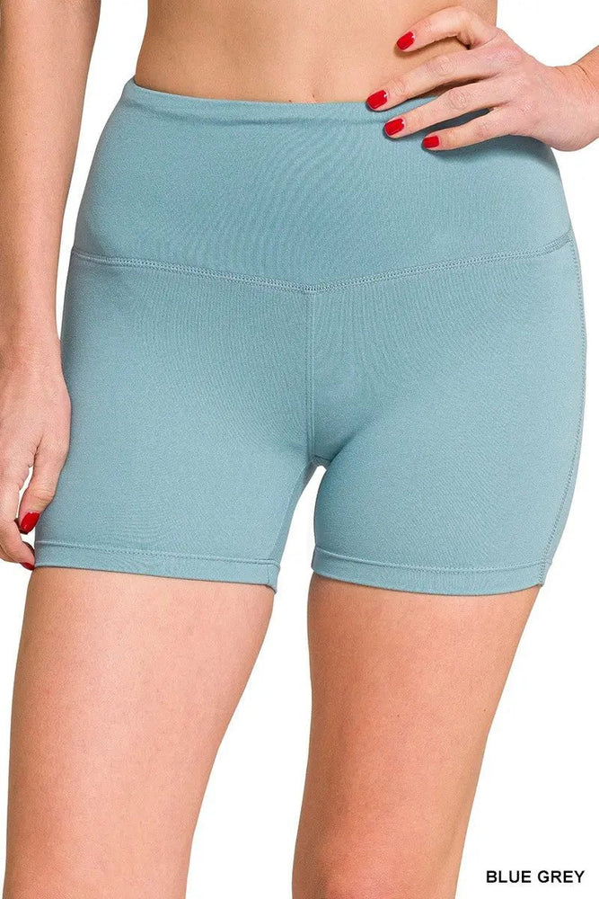 Brushed Microfiber Wide Waistband Biker Shorts - LECCE