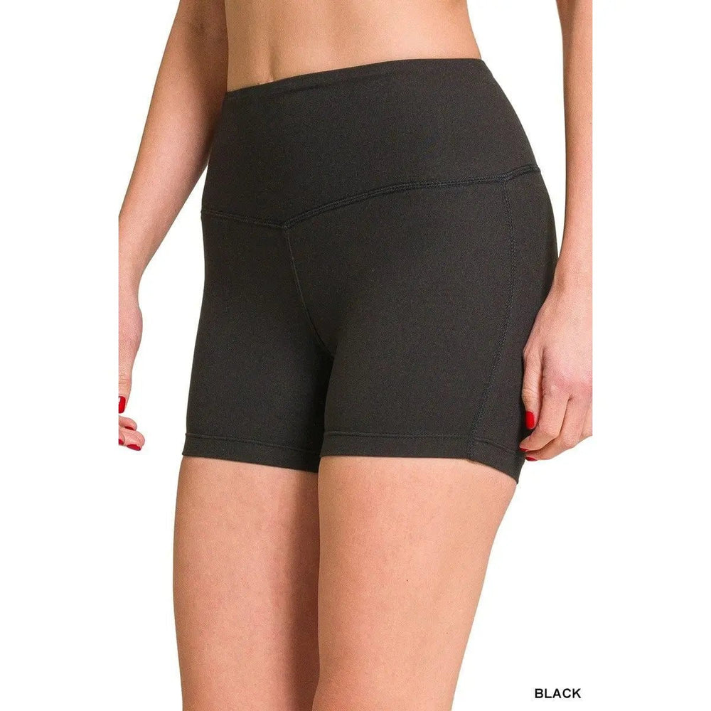 Brushed Microfiber Wide Waistband Biker Shorts - LECCE