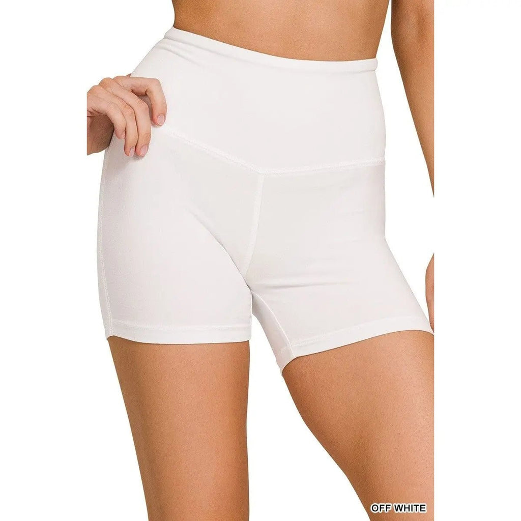 Brushed Microfiber Wide Waistband Biker Shorts