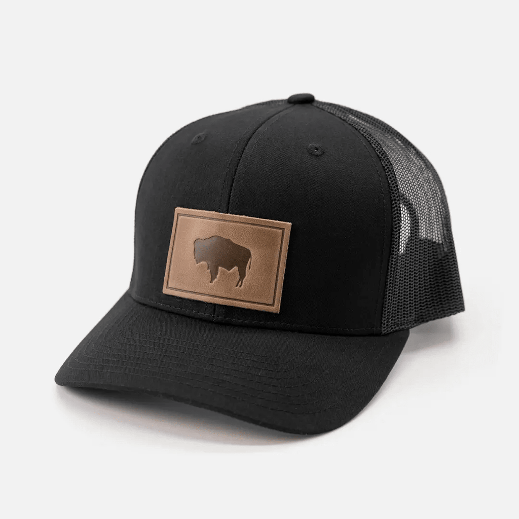 Buffalo Hat | Leather Patch Trucker Hat