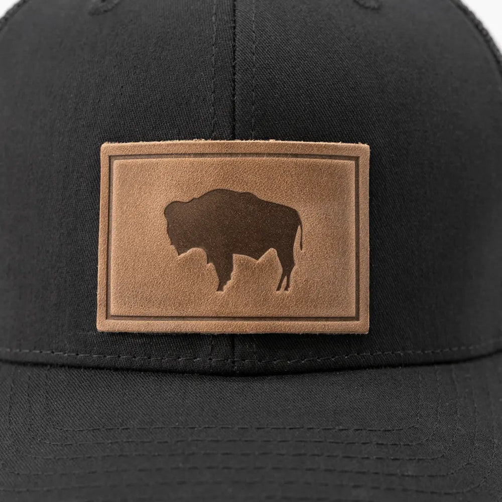 Buffalo Hat | Leather Patch Trucker Hat - LECCE