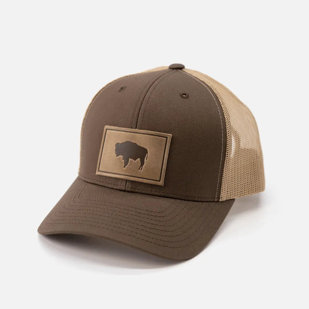 Buffalo Hat | Leather Patch Trucker Hat - LECCE