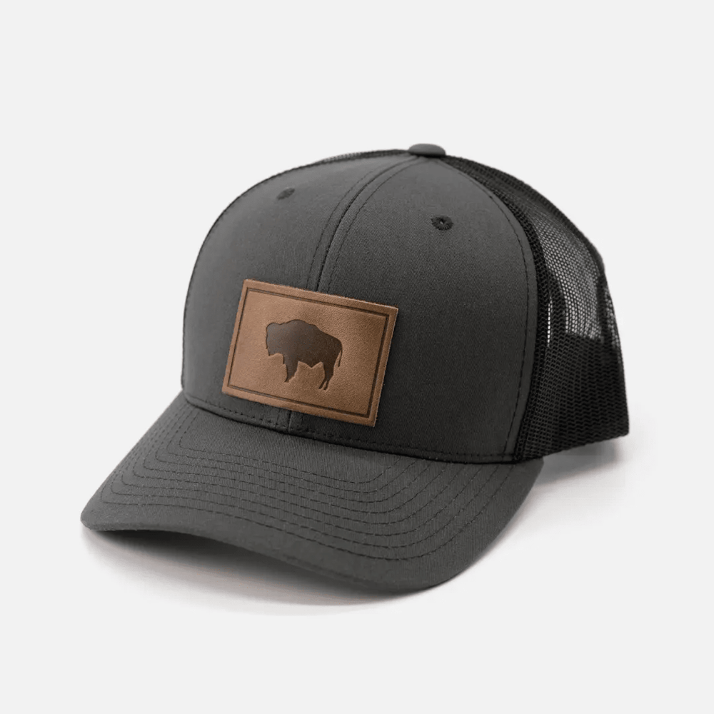 Buffalo Hat | Leather Patch Trucker Hat - LECCE