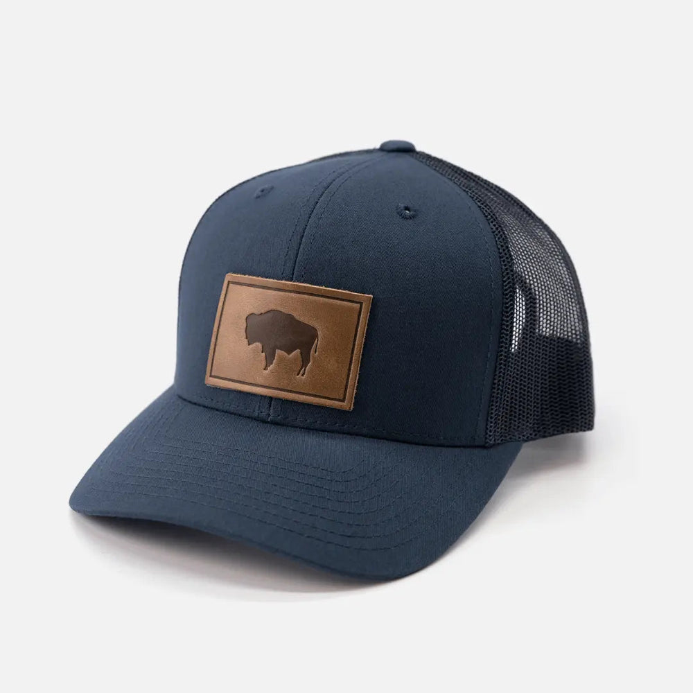 Buffalo Hat | Leather Patch Trucker Hat - LECCE