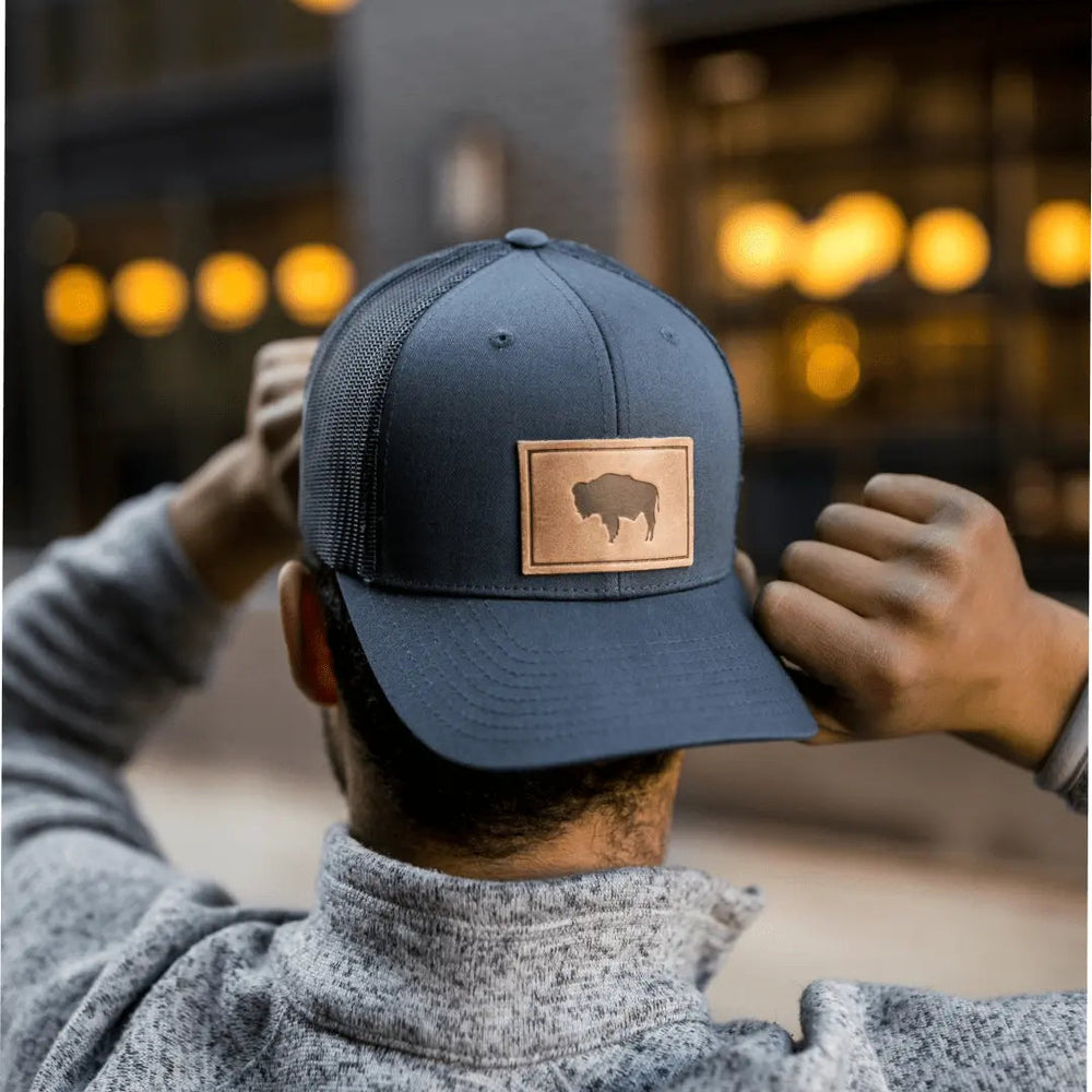 Buffalo Hat | Leather Patch Trucker Hat - LECCE