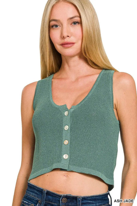 Button - up Cropped Sweater Vest - LECCE