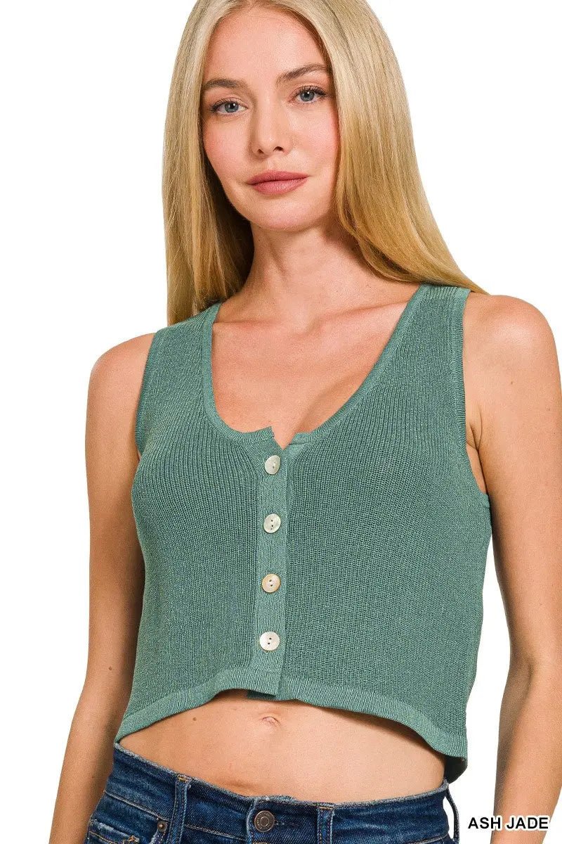 Button-up Cropped Sweater Vest
