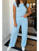 Beau Blue Solid Color Cropped Tank Top and Jogger Pants Set Dear lover