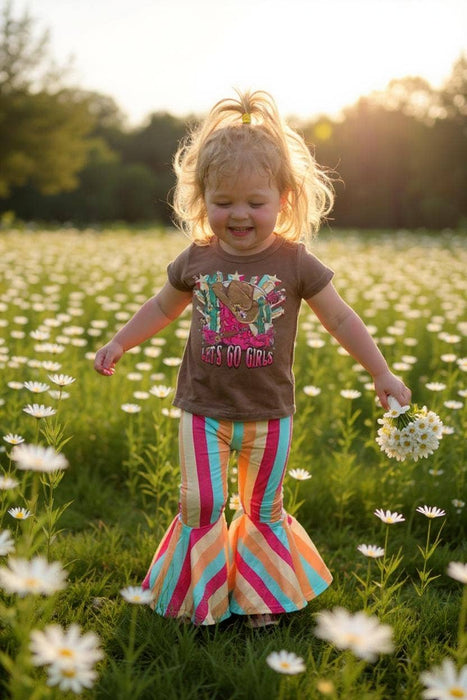 Western girls top & striped pants set