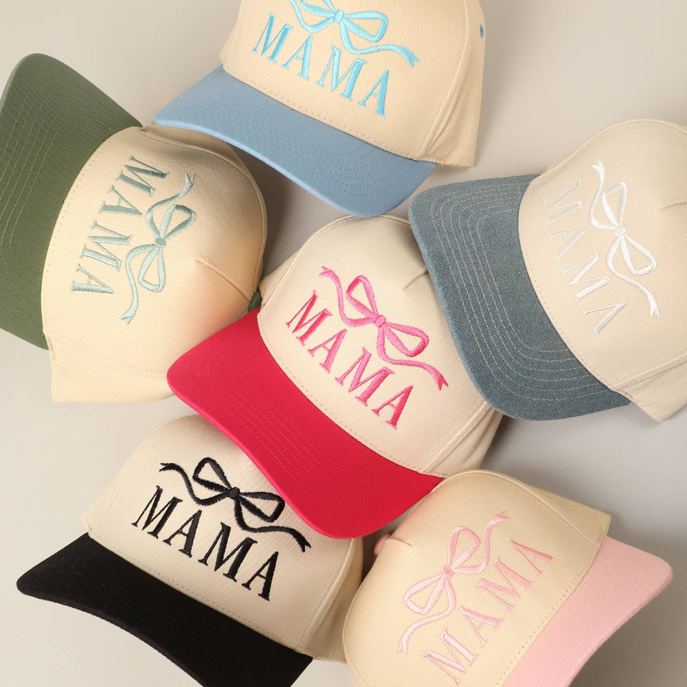 MAMA Ribbon Embroidered Two-Tone Trucker Hat Fashion City