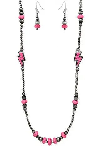 Cable Gemstone Bolt Western Navajo Pearl Necklace - LECCE