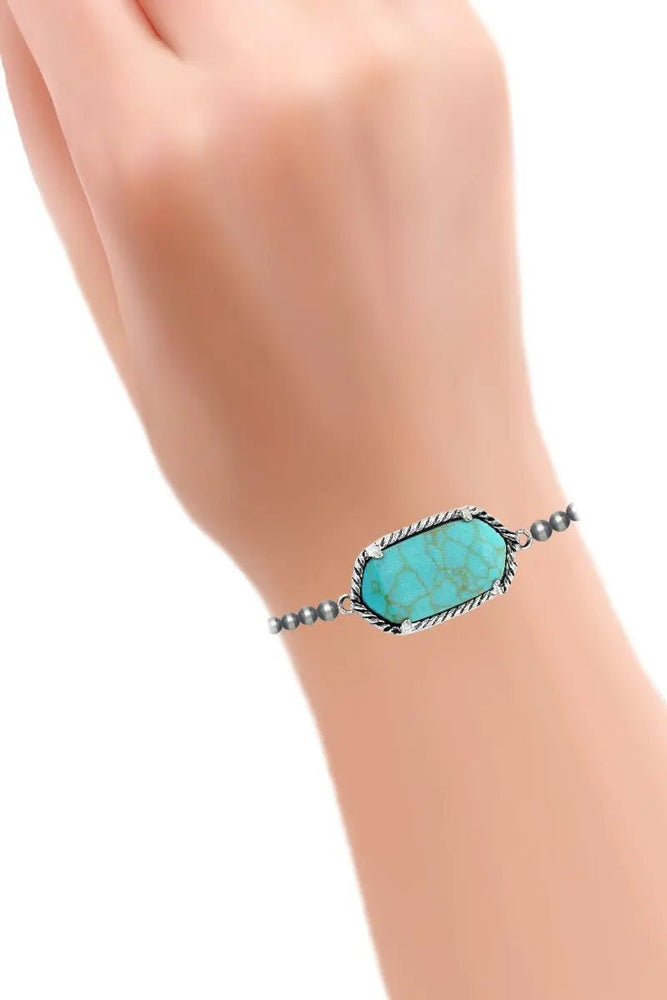 Cable Gemstone Hexagon Navajo Pearl Bracelet - LECCE