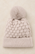 Cable Knit Pom Pom Beanie With Warm Lining in sand beige on cream stone - LECCE catalog
