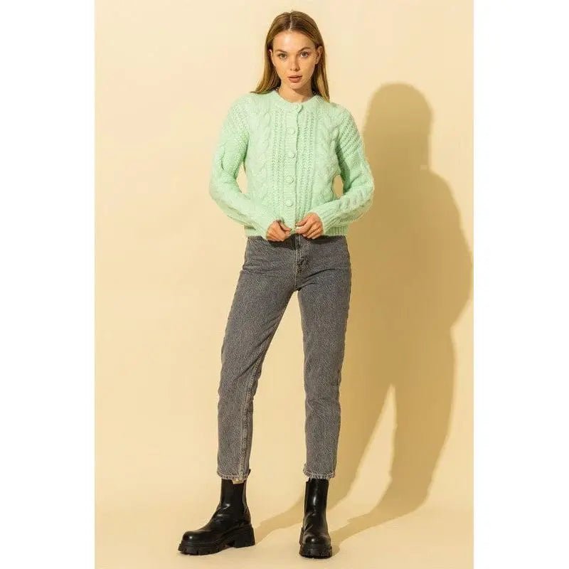 Cable Knit With Button Down Cardigan - LECCE
