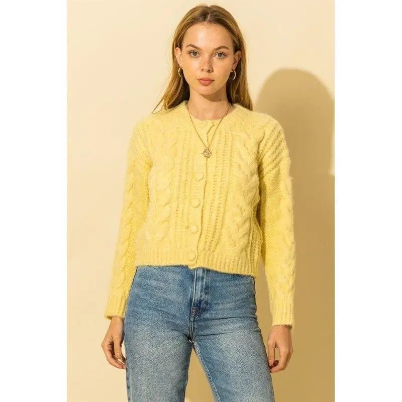 Cable Knit With Button Down Cardigan - LECCE