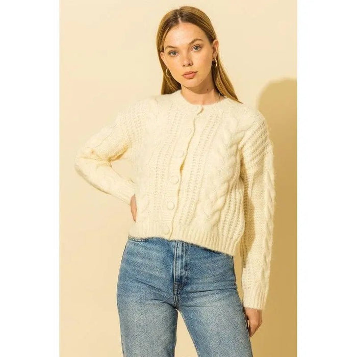 Cable Knit With Button Down Cardigan - LECCE
