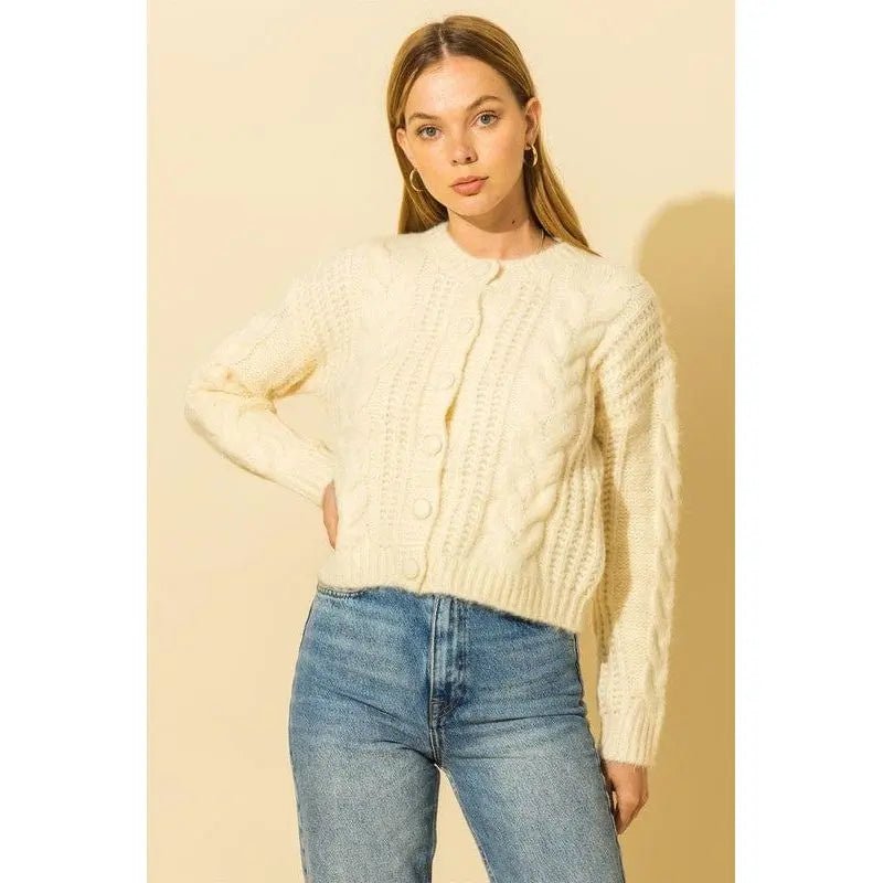 Cable Knit With Button Down Cardigan - LECCE