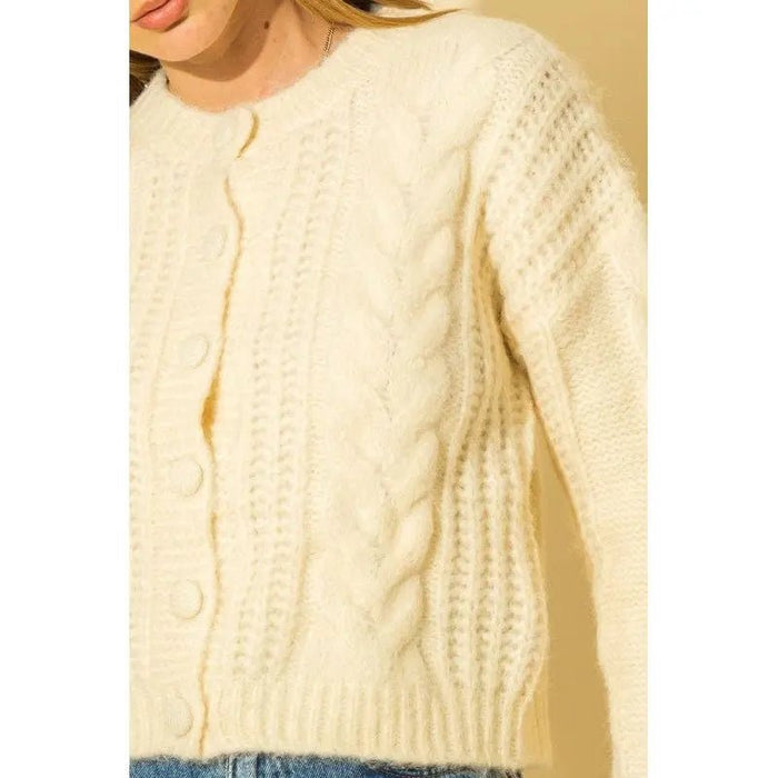 Cable Knit With Button Down Cardigan - LECCE