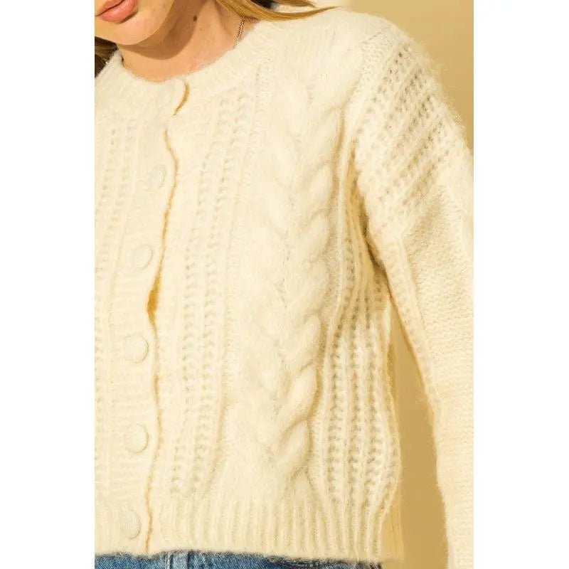 Cable Knit With Button Down Cardigan - LECCE