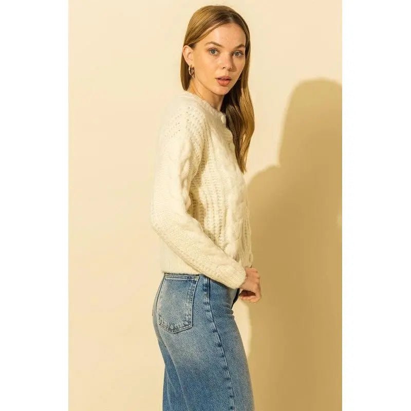 Cable Knit With Button Down Cardigan - LECCE