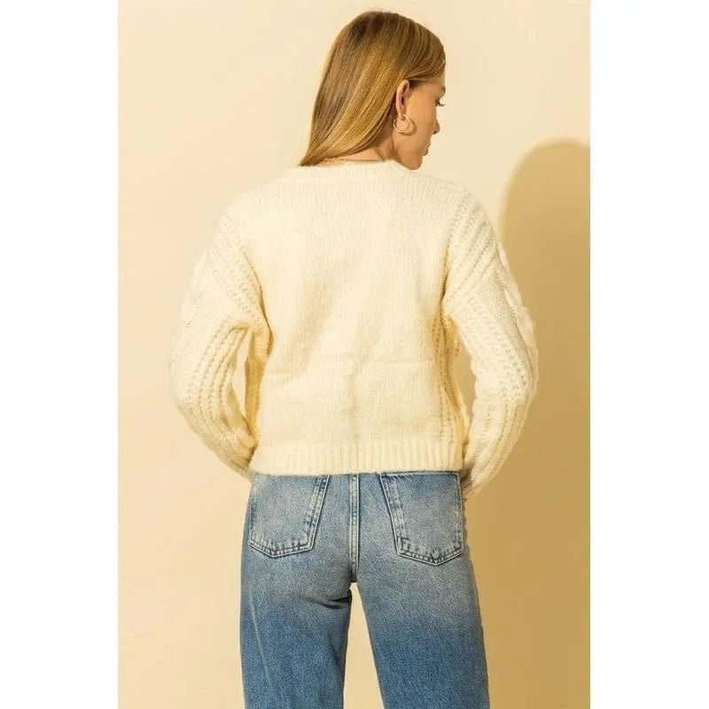 Cable Knit With Button Down Cardigan - LECCE