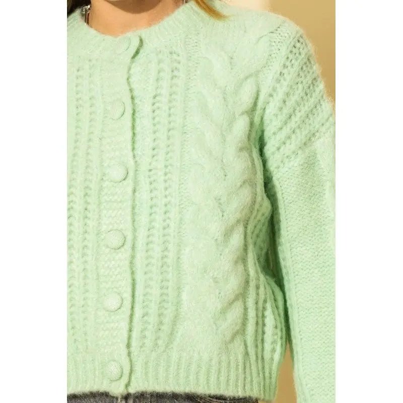Cable Knit With Button Down Cardigan - LECCE